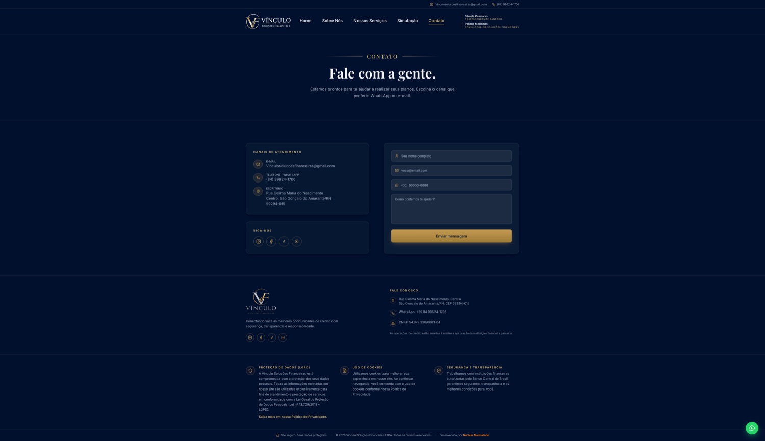 Vínculo Soluções Financeiras — Contato